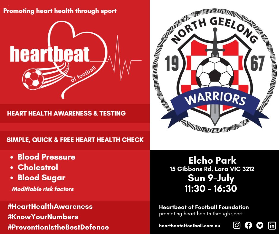 Free heart health checks at Elcho Park (9 July game day) with Heartbeat of Football