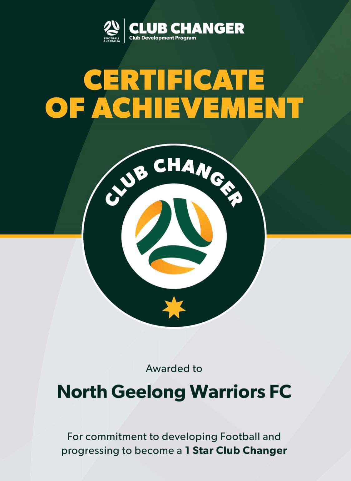 Club gets accreditation in the Game Changer program